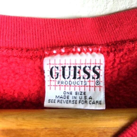 Women's 90's Y2k Vintage Guess Jeans Red Pullover Sweatshirt Size Medium - Picture 5 of 10